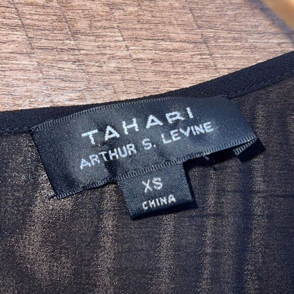 Tahari Arthur S. Levine Womens V-Neck Cold-Shoulder Lace Overlay Susan Dress Bla - Picture 8 of 11